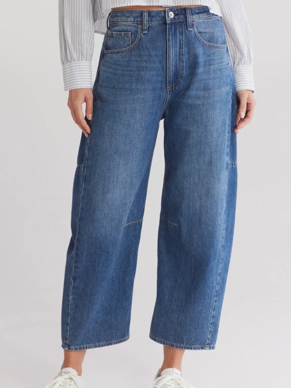 NWT Rag & Bone Chase High Rise Barrel Jeans Latrobe Blue Size 26 $268 Curved Leg